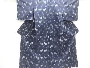 琉球絣柄織り出し手織り紬着物